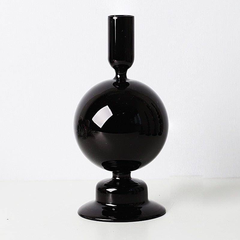 All Black Glass Candle Holders - Image 3
