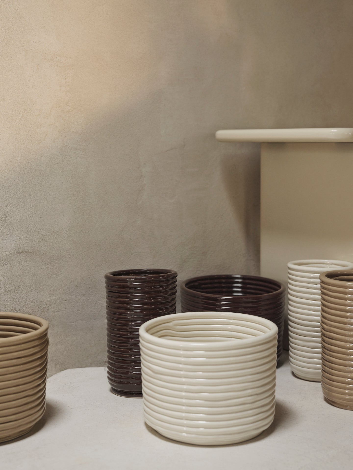 Sculptural Glossy Ceramic Pot - Brown - Image 8