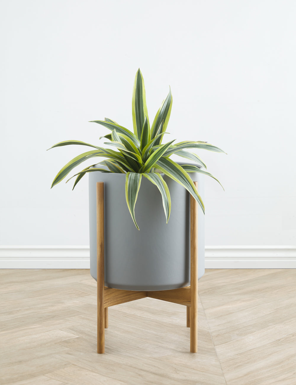 Ceramic Planter Pot + Teak Stand - Black - Image 20