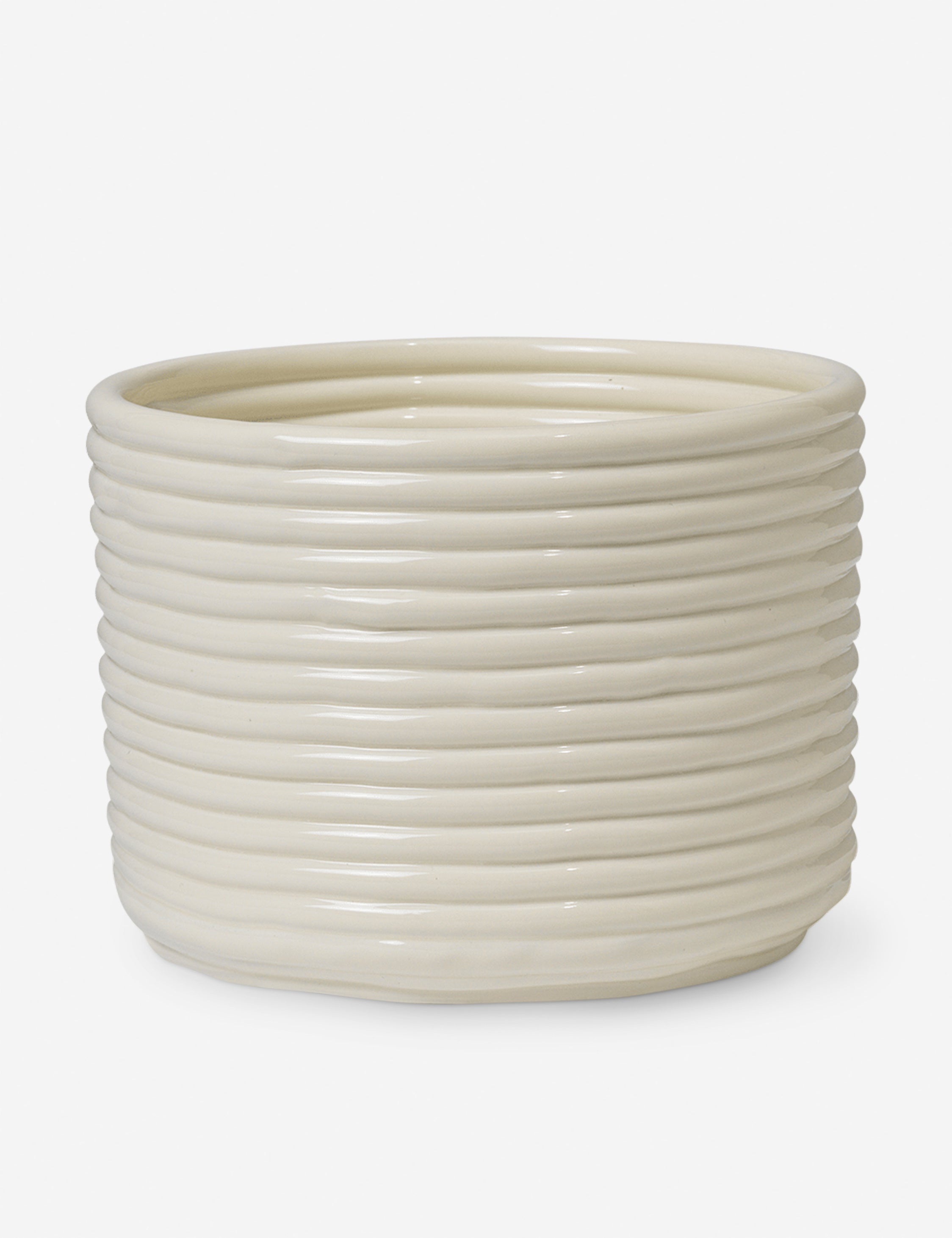 Sculptural Glossy Ceramic Pot - Brown - Image 7